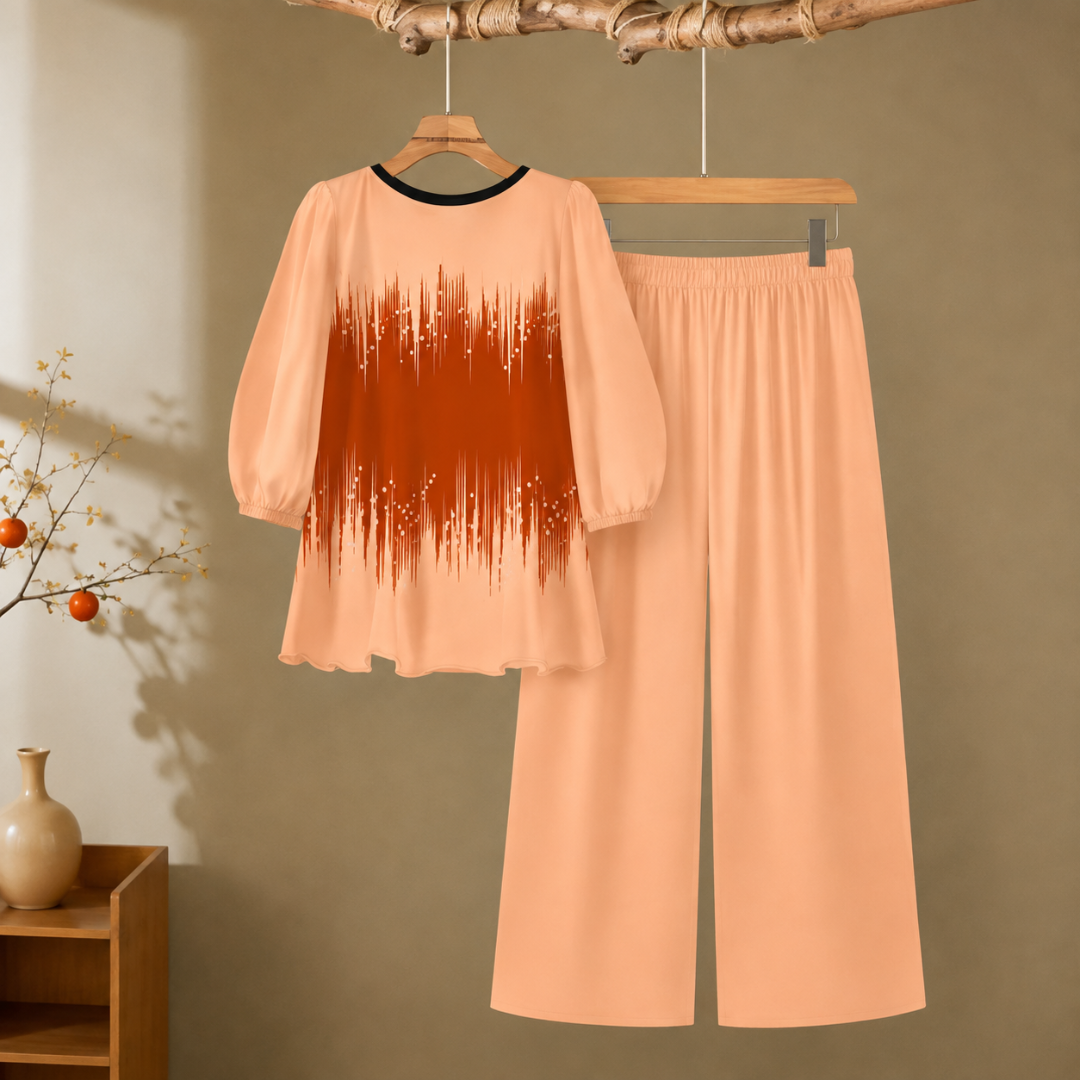 Elegant Monochrome Tunic & Wide-Leg Pants Set