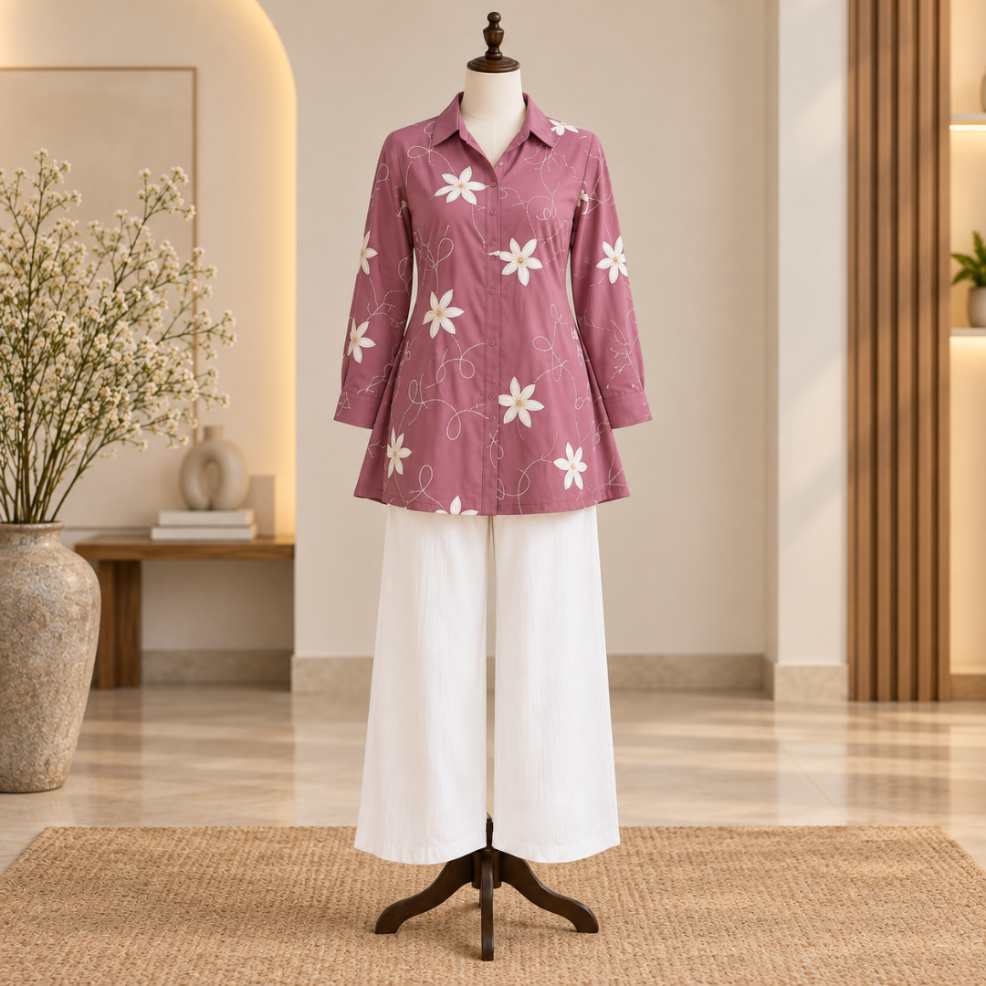 Women’s Floral Printed Shirt & Pants Set