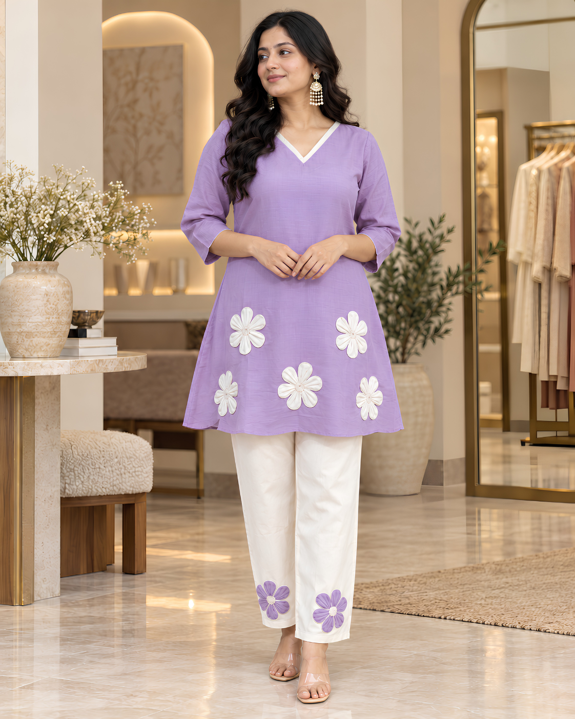 Women’s Floral Embroidered Kurta Pant Set