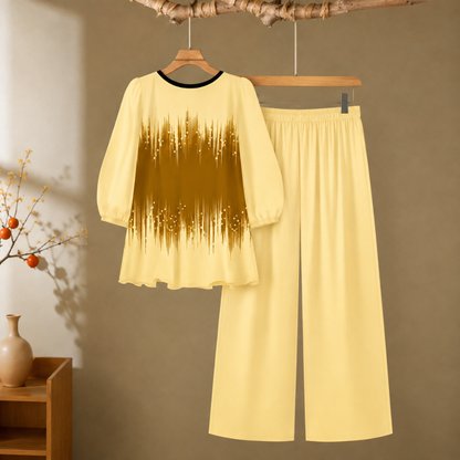 Elegant Monochrome Tunic & Wide-Leg Pants Set