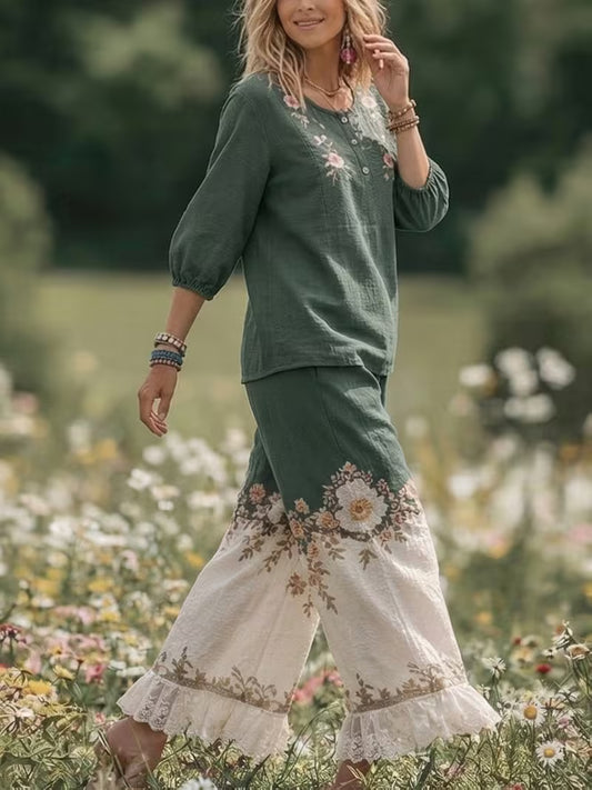 Women's Casual Printed Two-Piece Set