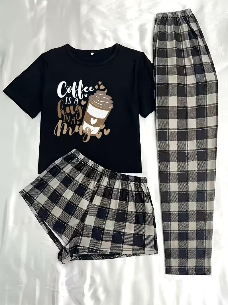 Women's Luxe Satin 3-Piece Sleepwear Set