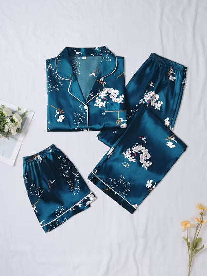 Women's Luxe Satin 3-Piece Sleepwear Set