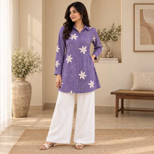 Women’s Floral Printed Shirt & Pants Set