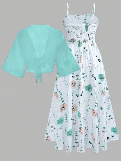 Women's New Summer Fashion Printed 2pcs Dress Set