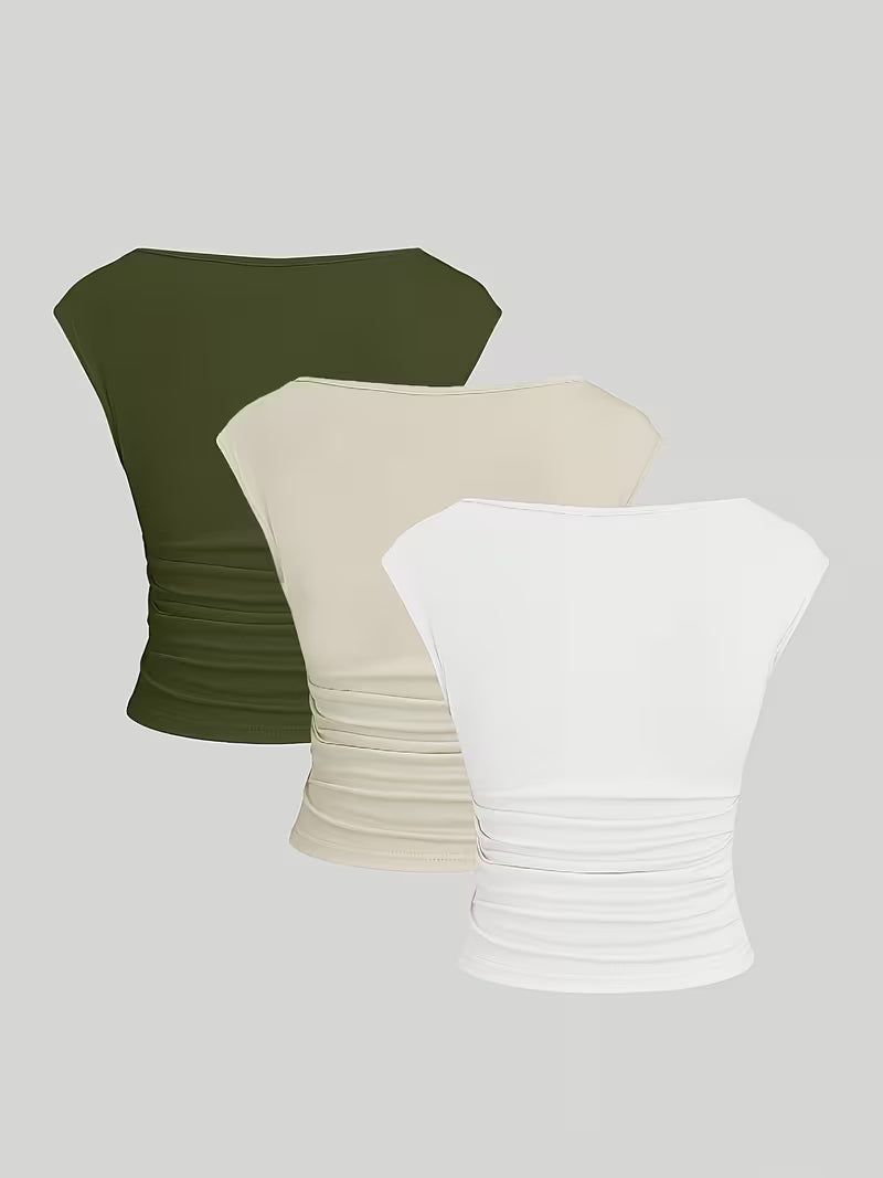 3-Pack of Seamless Stretchable Crop Tops – Soft & Foldable