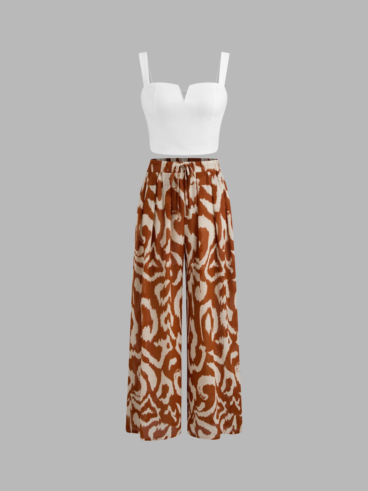 Women's Premium Sleeveless Crop Top & Printed Pants Set
