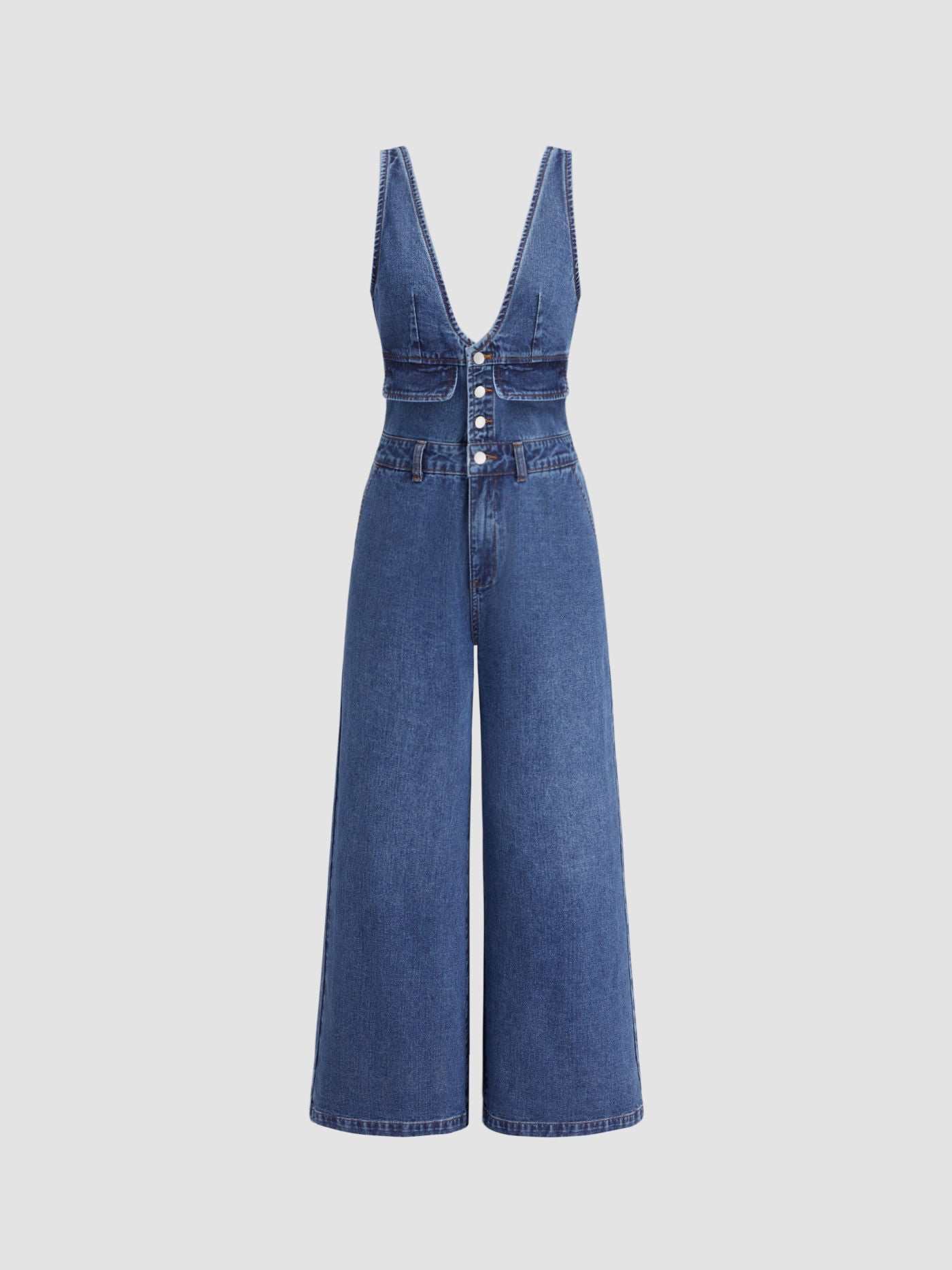 Women's Premium Sleeveless Denim Jumpsuit
