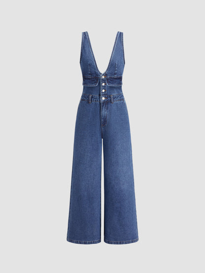 Women's Premium Sleeveless Denim Jumpsuit