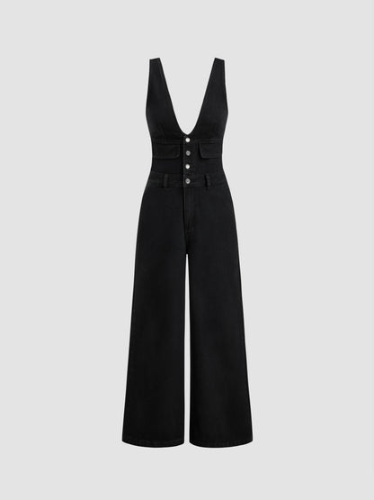 Women's Premium Sleeveless Denim Jumpsuit