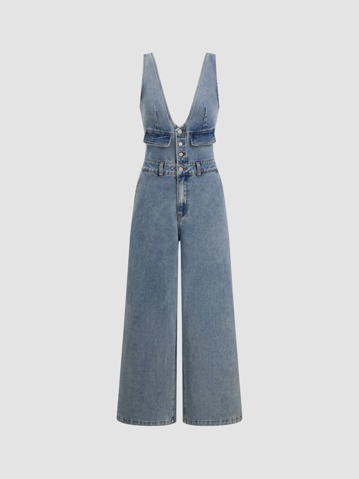 Women's Premium Sleeveless Denim Jumpsuit