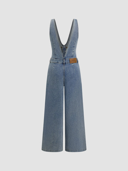 Women's Premium Sleeveless Denim Jumpsuit