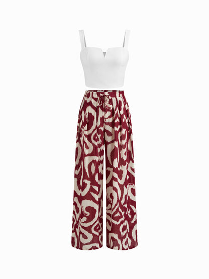 Women's Premium Sleeveless Crop Top & Printed Pants Set