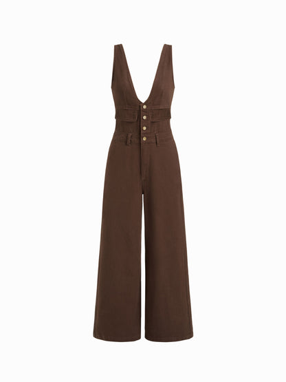 Women's Premium Sleeveless Denim Jumpsuit