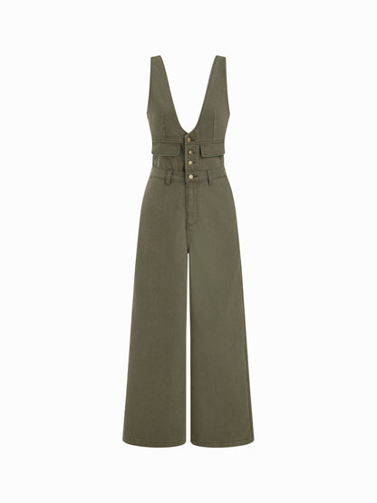Women's Premium Sleeveless Denim Jumpsuit