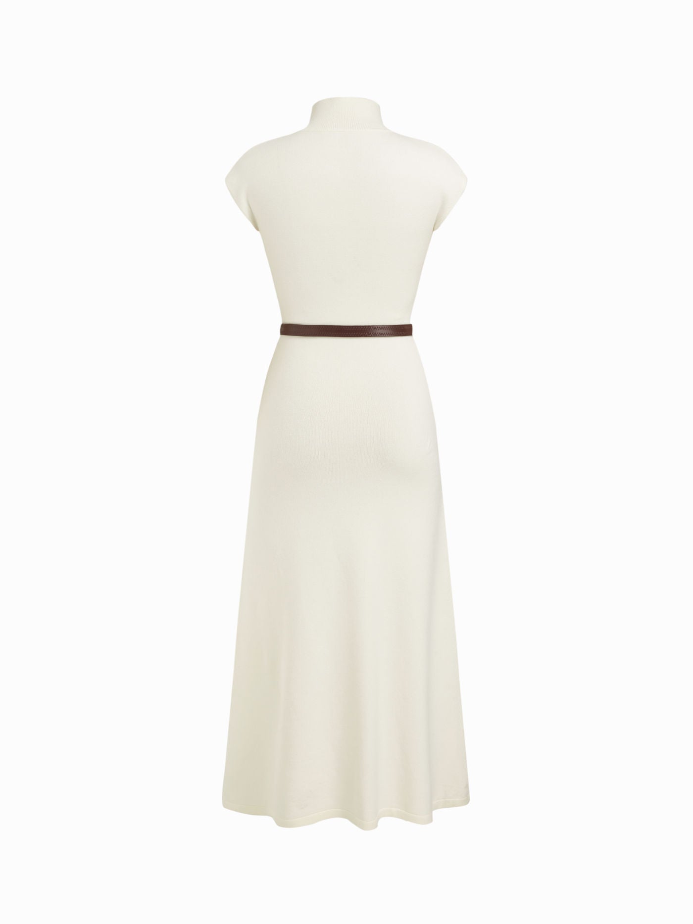 Women's Premium Belted Mock Neck Maxi Dress