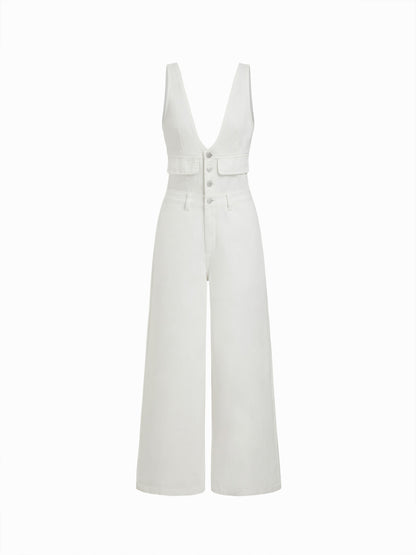 Women's Premium Sleeveless Denim Jumpsuit