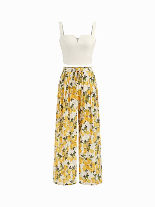 Women's Premium Sleeveless Crop Top & Printed Pants Set