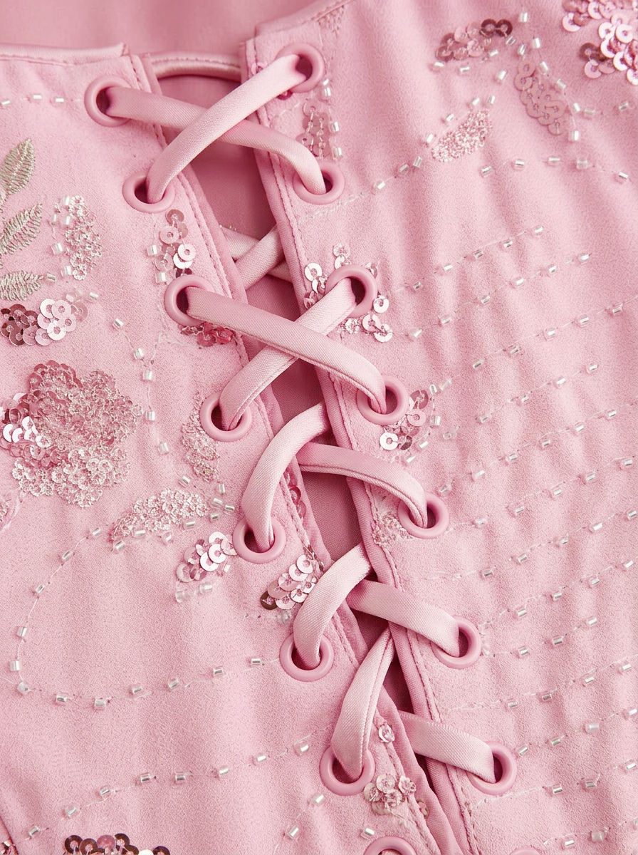 Floral Embellished Corset Top & Satin Mermaid Maxi Skirt Set