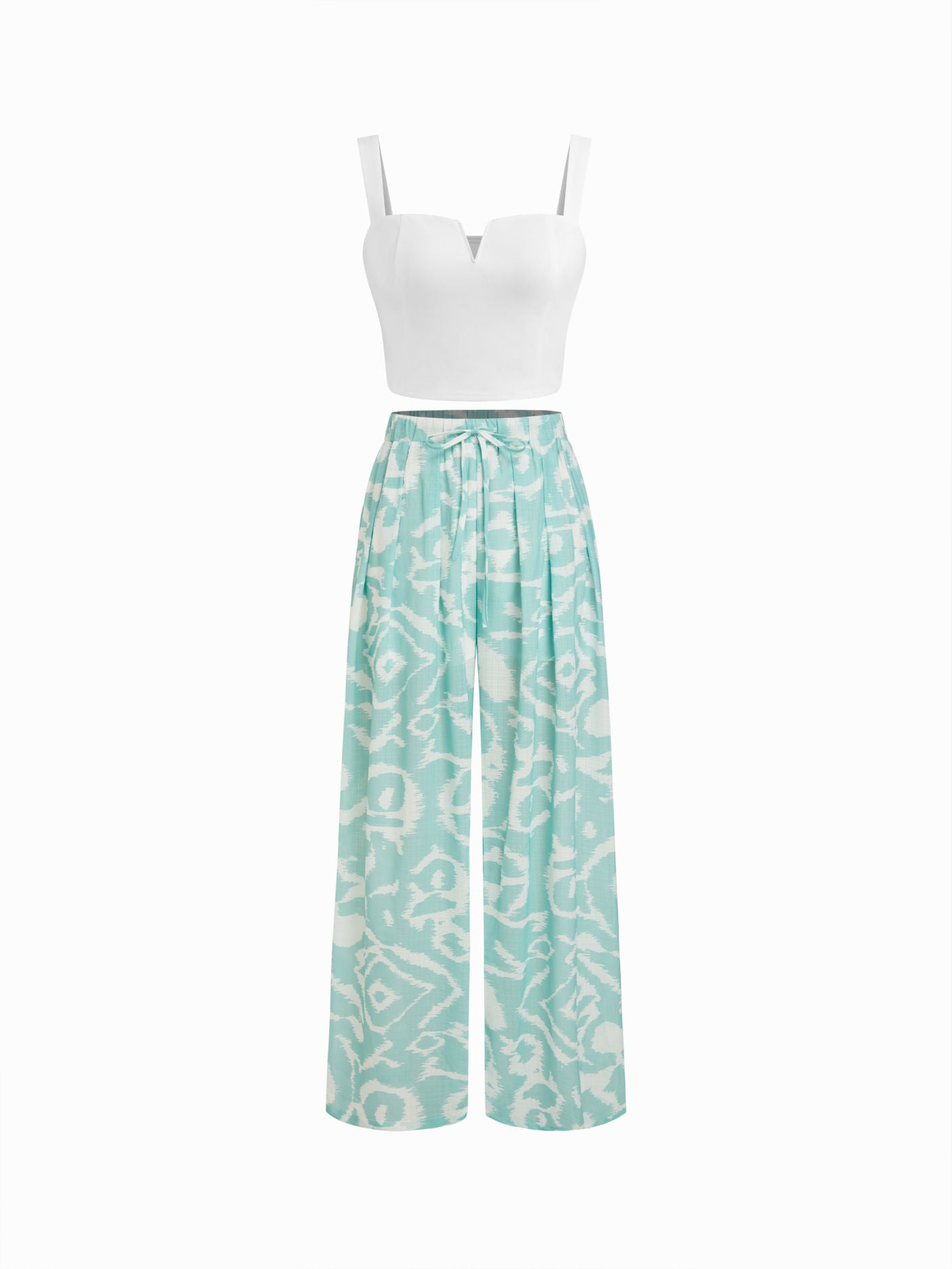 Women's Premium Sleeveless Crop Top & Printed Pants Set