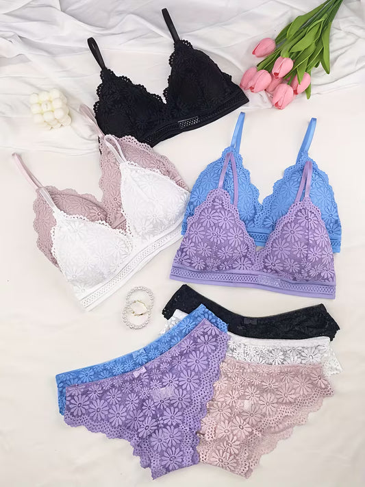 Pack of 5 Women's Bra & Panty Set – Soft Comfortable Everyday Lingerie Combo