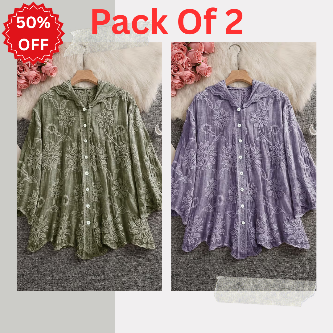 Pack of 2 Women's Premium Embroidered Casual Tops