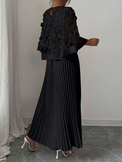 Women’s Elegant 3D Floral Appliqué Dress