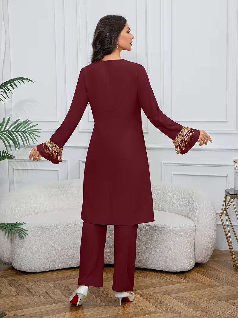 Royal Embroidered Sequin Ladies' Suit
