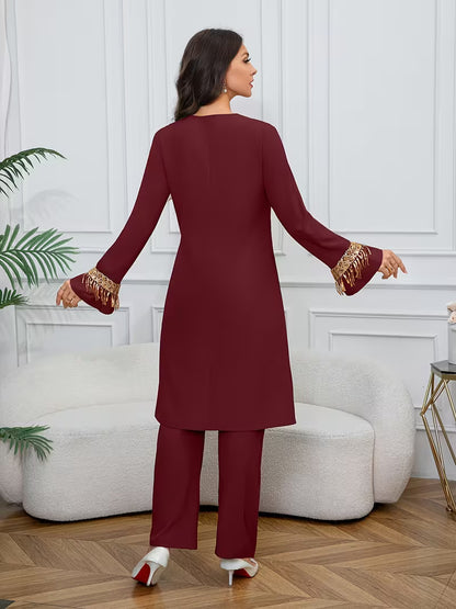 Royal Embroidered Sequin Ladies' Suit