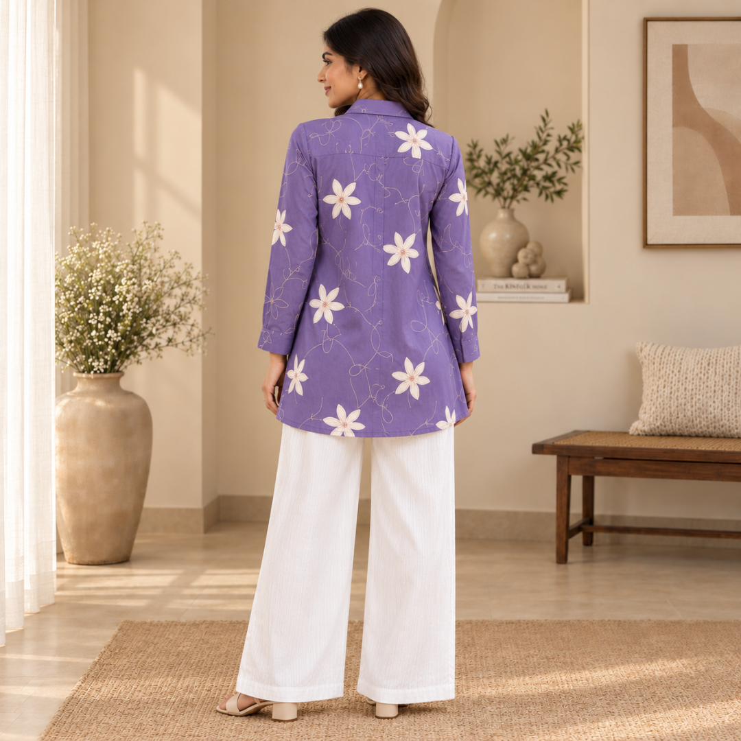 Women’s Floral Printed Shirt & Pants Set