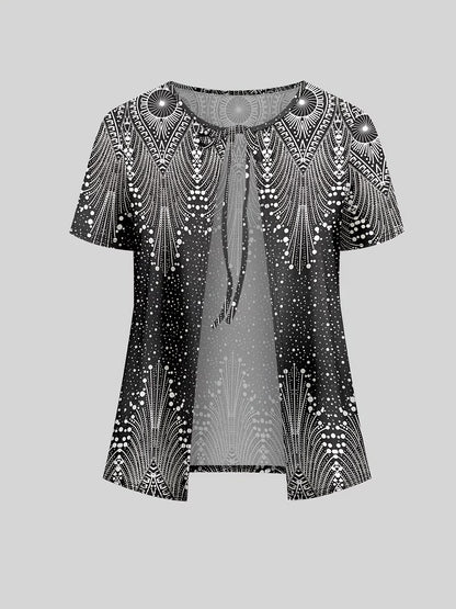 Ethnic Fusion Jacket & Skirt Set – Spring Autumn Comfort Wear