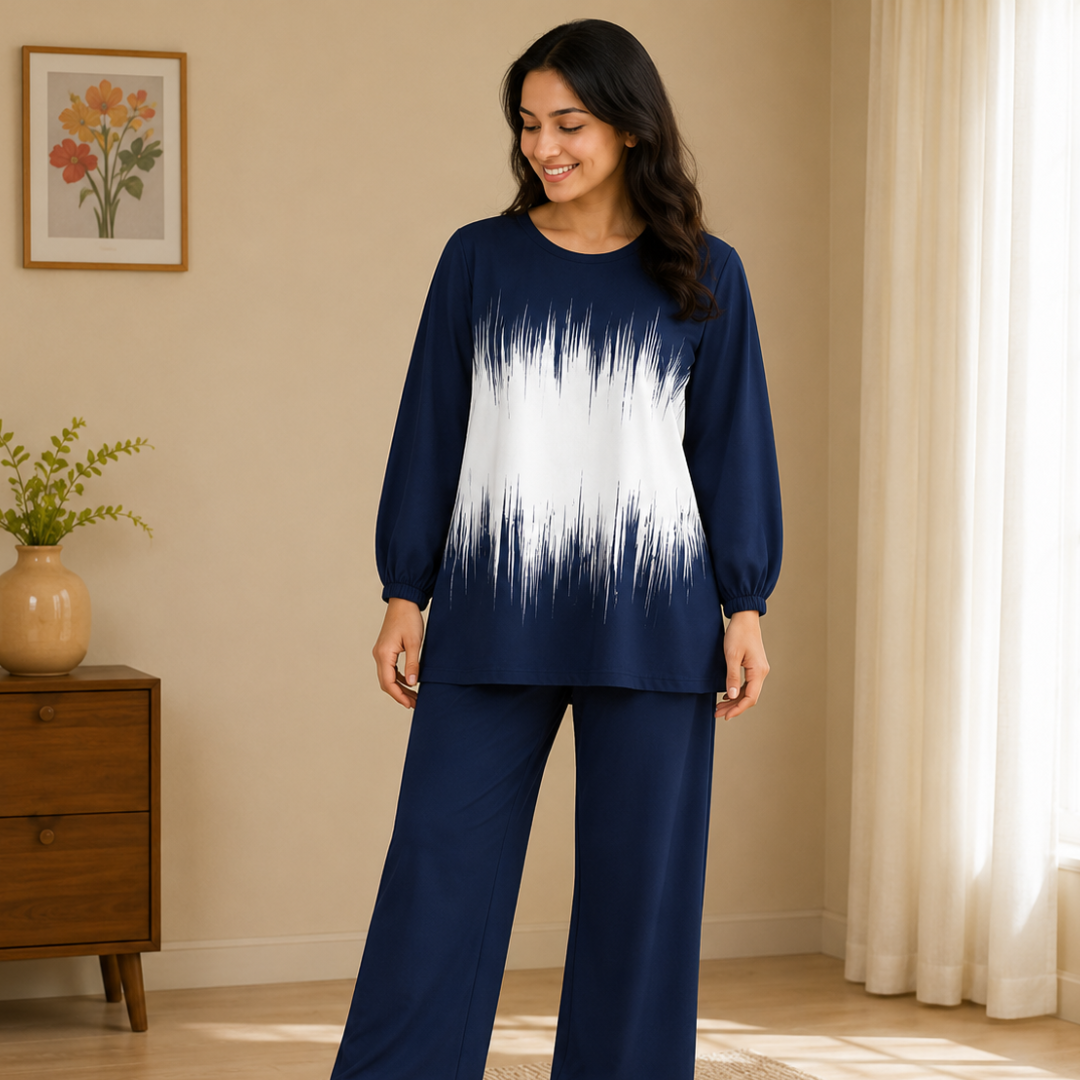 Elegant Monochrome Tunic & Wide-Leg Pants Set