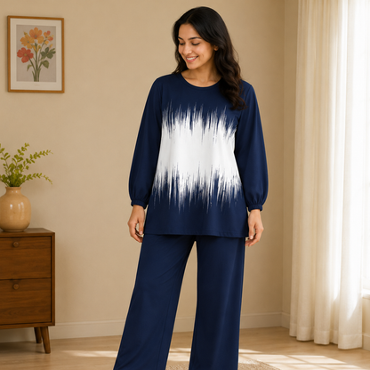 Elegant Monochrome Tunic & Wide-Leg Pants Set