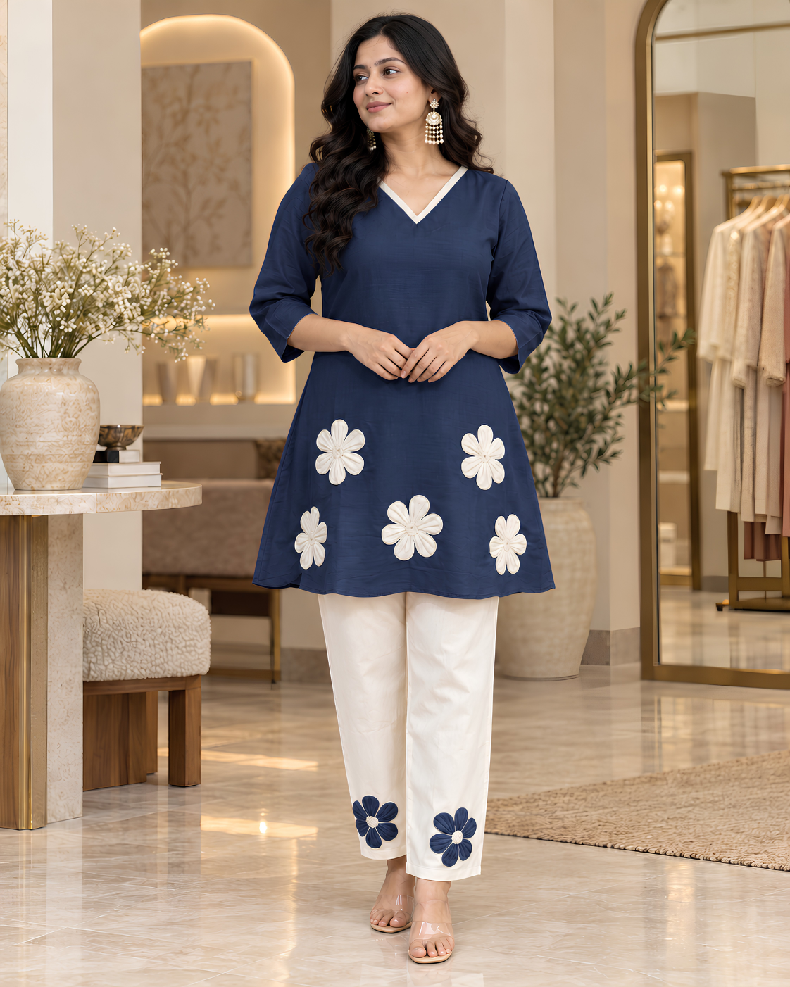 Women’s Floral Embroidered Kurta Pant Set
