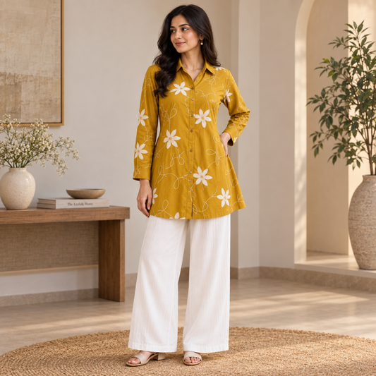 Women’s Floral Printed Shirt & Pants Set