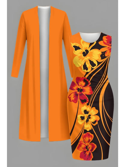 Retro Round Neck Mid-Sleeve Top & Casual Pants Outfit for Women