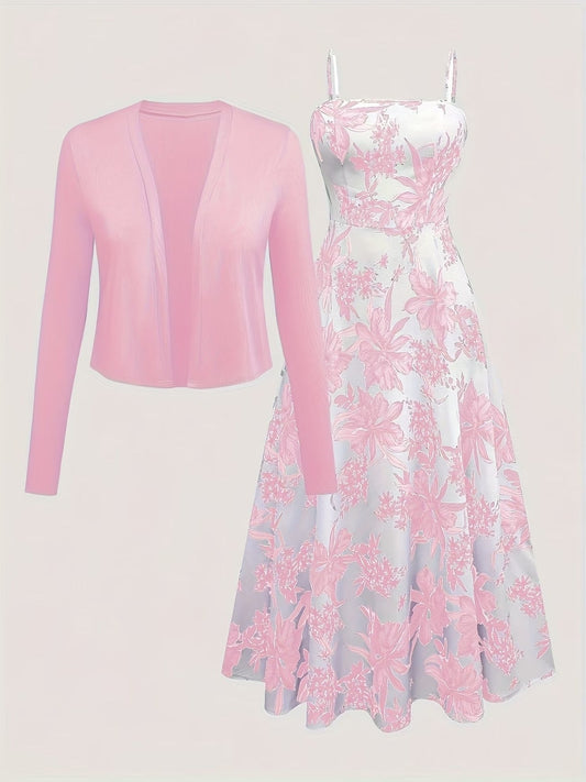 Long Sleeve Round Neck Top with Belt Bow Detail & Matching Skirt | Stylish Spring/Summer Party & Occasion Wear for Women