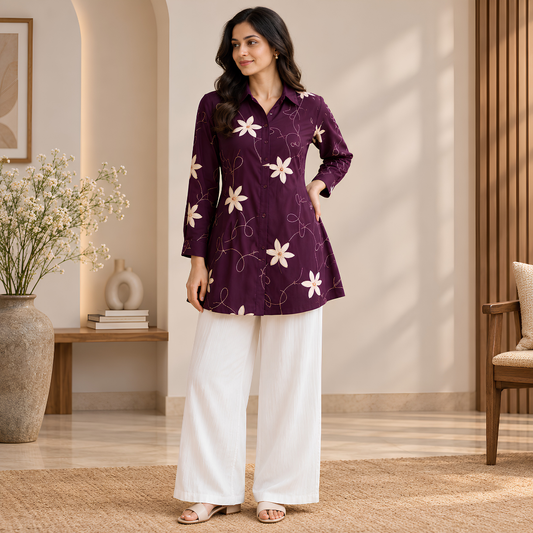 Women’s Floral Printed Shirt & Pants Set