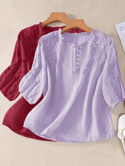 Women's Soft Cotton Embroidered Top