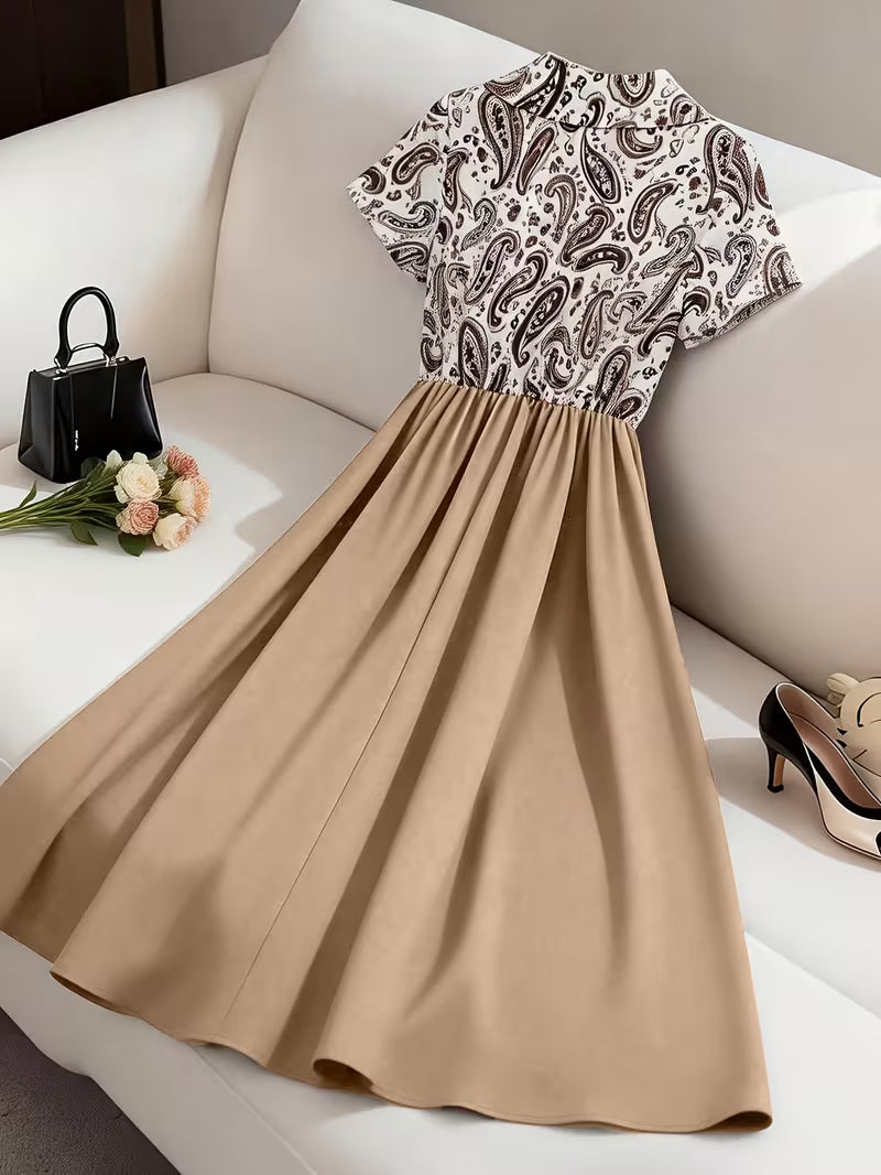 Elegant Floral Patchwork A-Line Dress