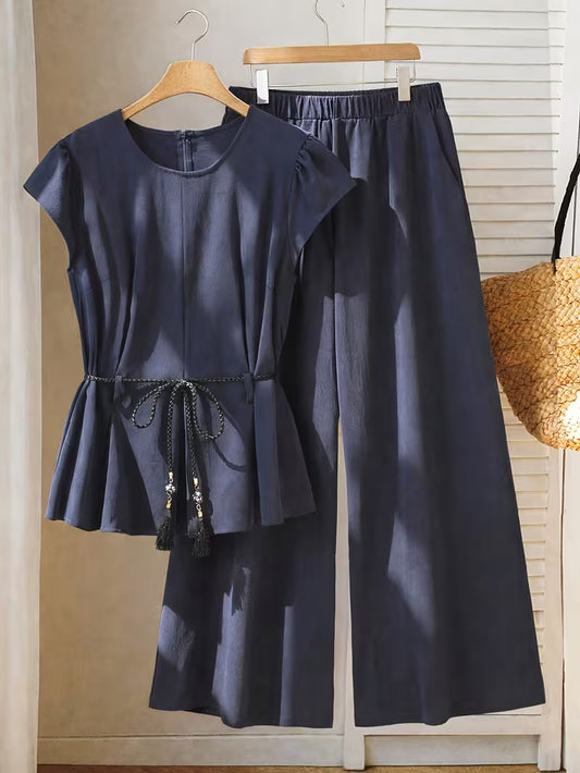 Luxe Scarlet V-Neck Co-Ord