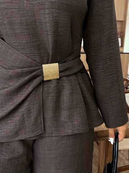 Elegant Pleated Waist Tie Co-Ord Set