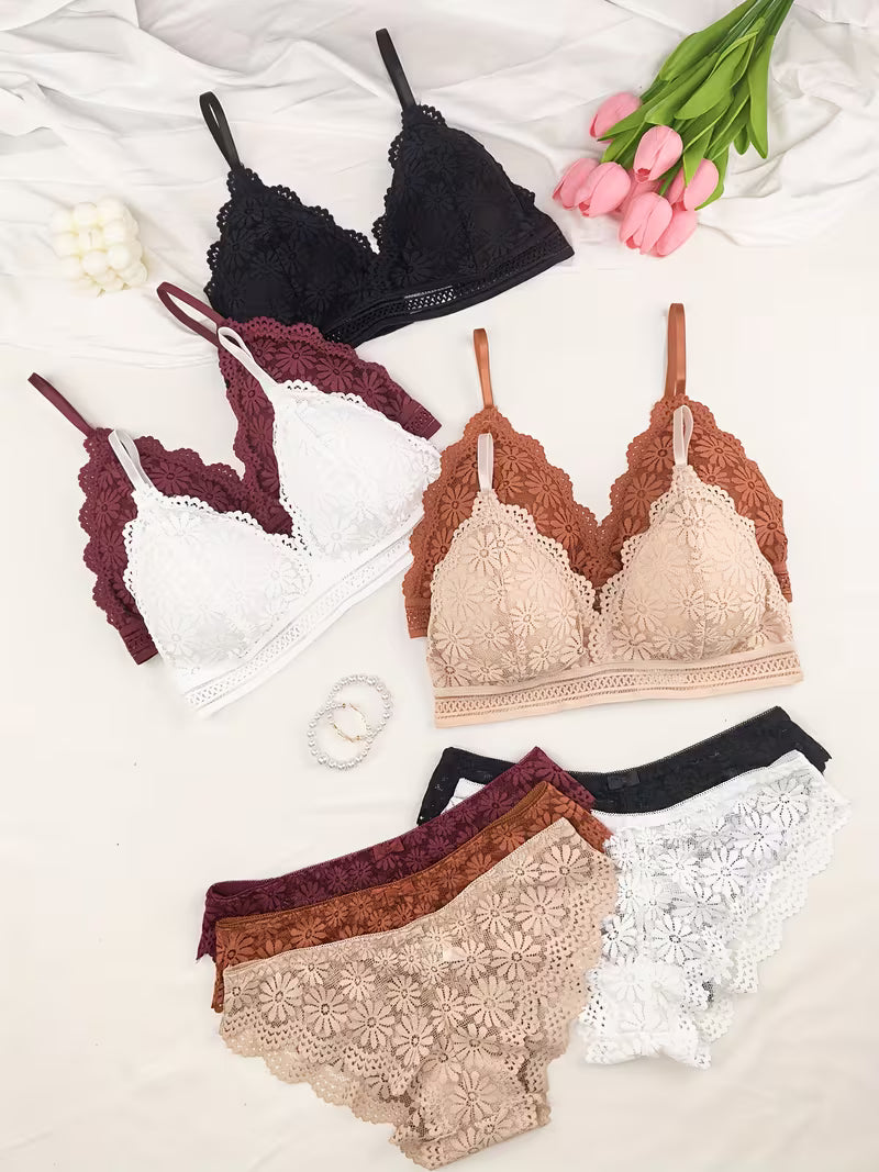 Pack of 5 Women's Bra & Panty Set – Soft Comfortable Everyday Lingerie Combo