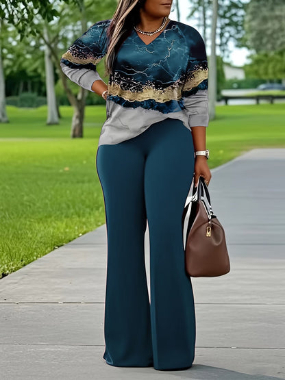 LuxePrint V-Neck Co-Ord Set