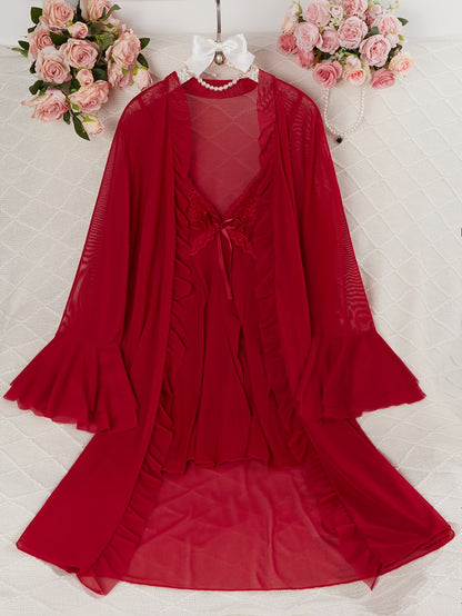 Semi-Sheer Lace Sleepwear Set