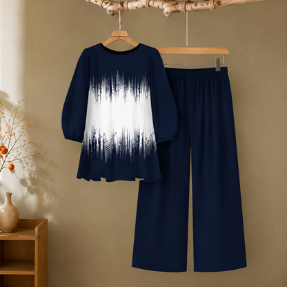 Elegant Monochrome Tunic & Wide-Leg Pants Set