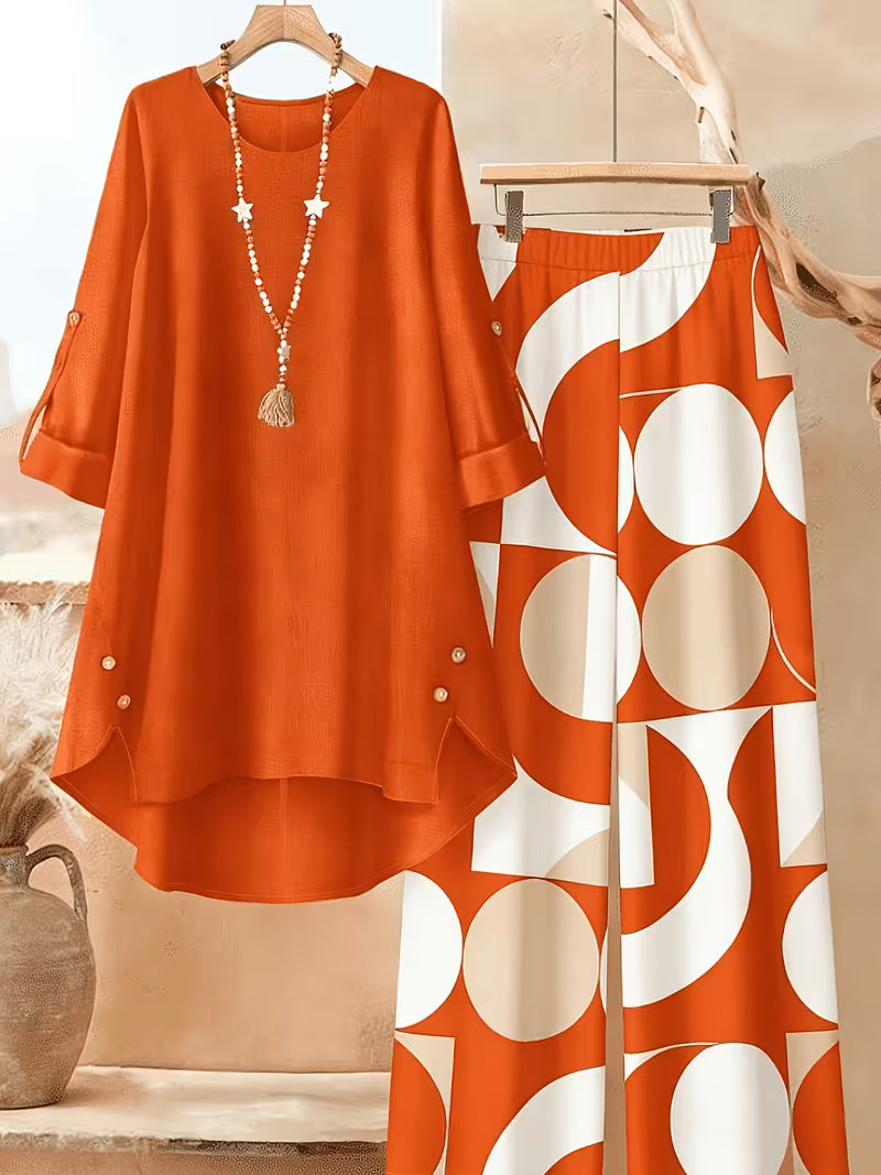 Women’s Relaxed Tunic & Printed Pants Set