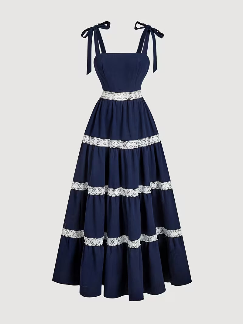 Women's Premium Floral Tie Strap Midi Dress