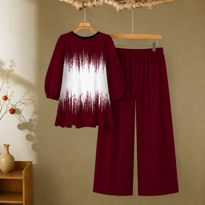 Elegant Monochrome Tunic & Wide-Leg Pants Set