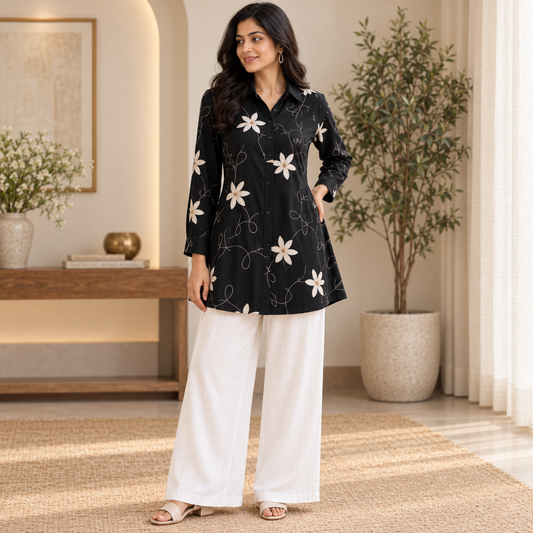 Women’s Floral Printed Shirt & Pants Set